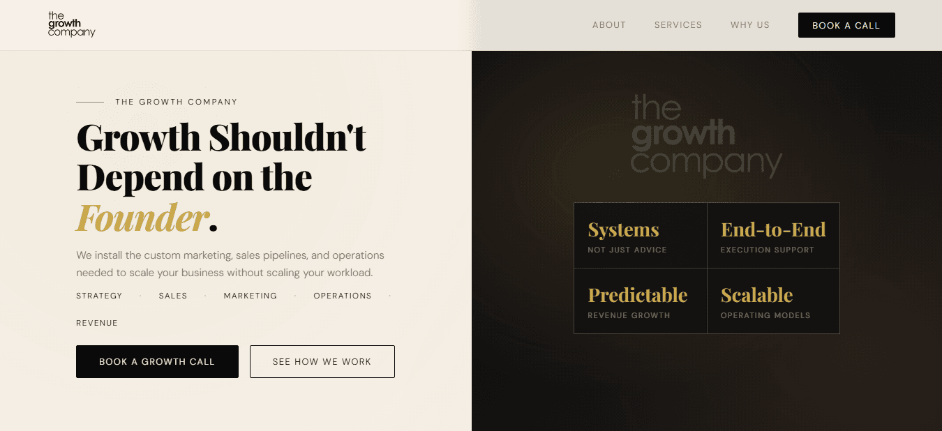 The Growth Company landing page placeholder